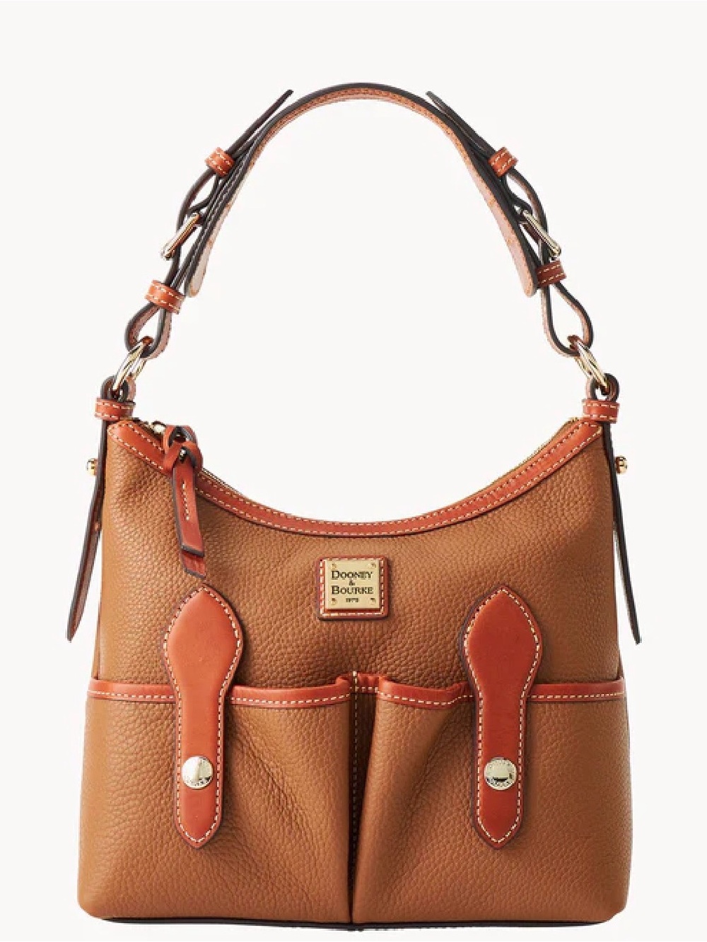 Dooney & Bourke Brown Leather Shoulder Bag with Tan Accents